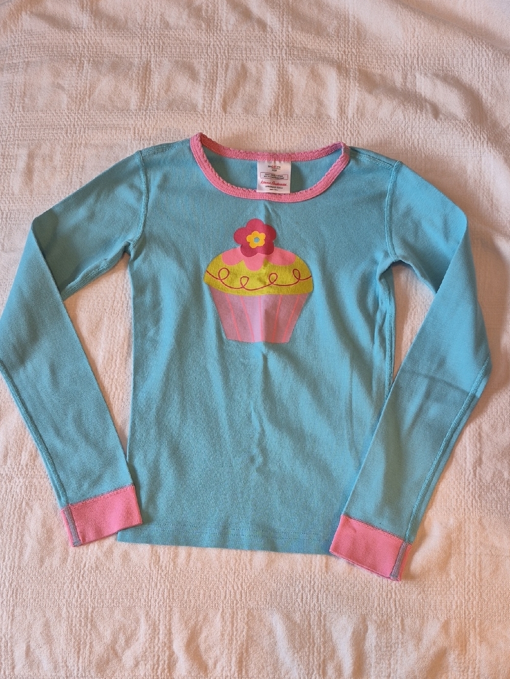 Hanna Andersson girls size 140 or 10 blue cupcake design pajama top VGUC